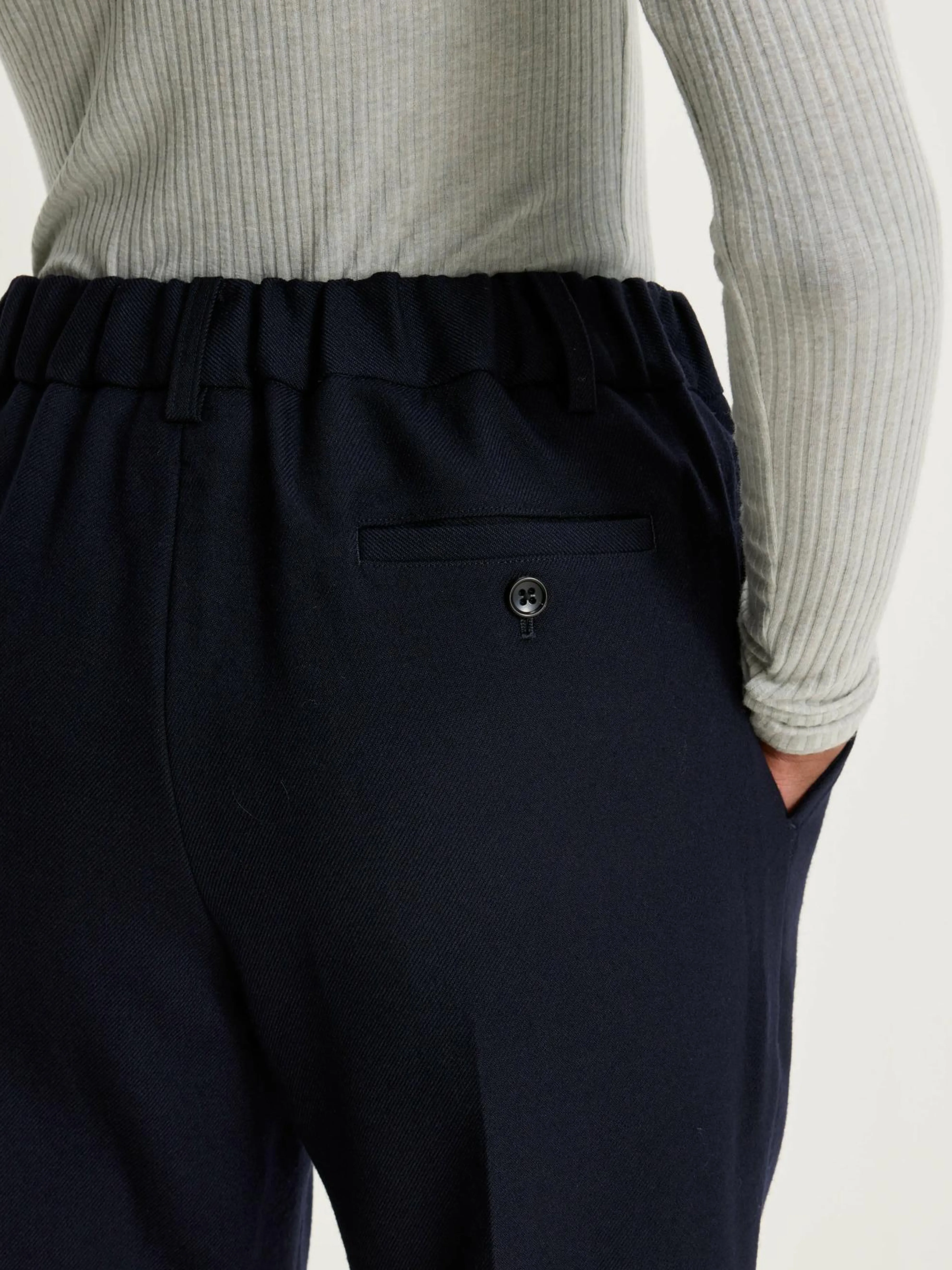 NICHOLSON & NICHOLSON Sand Boyfriend Broek Van Wol